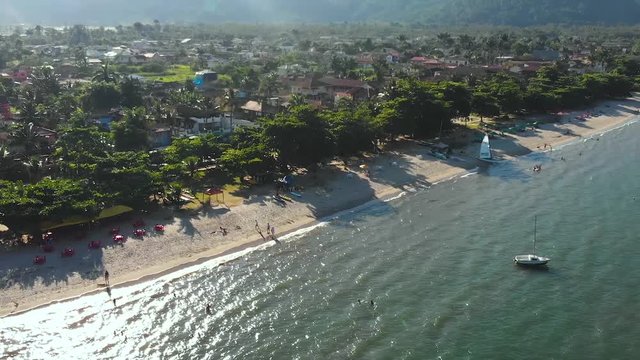 Gulf Ilha Grande, Atlantic ocean, coast (Paraty, Brazil) aerial view, drone footage