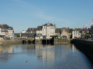 The Pont de Rohan, Landerneau, Brittany. A bridge with shops and houses built on it.