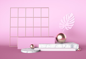 Abstract set  up with monstera
