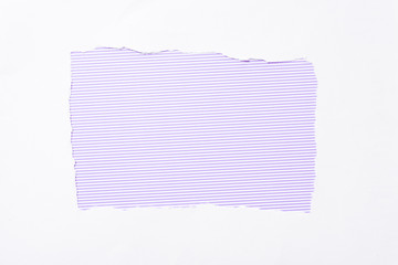 violet striped colorful background in white torn paper hole