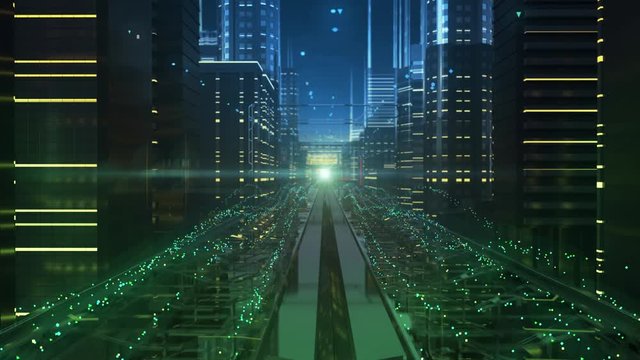 City streets of electronic future