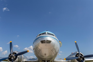 Fototapeta na wymiar Old soviet twin-engine airplane