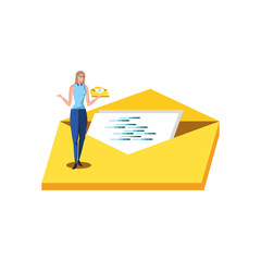 business woman elegant with envelope mail