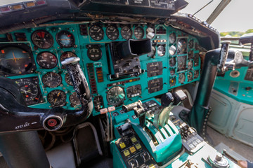 Cockpit of an old russian airplane