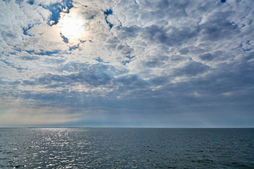 Delta of Volga river, Russia, Astrakhan with great dramatic sky