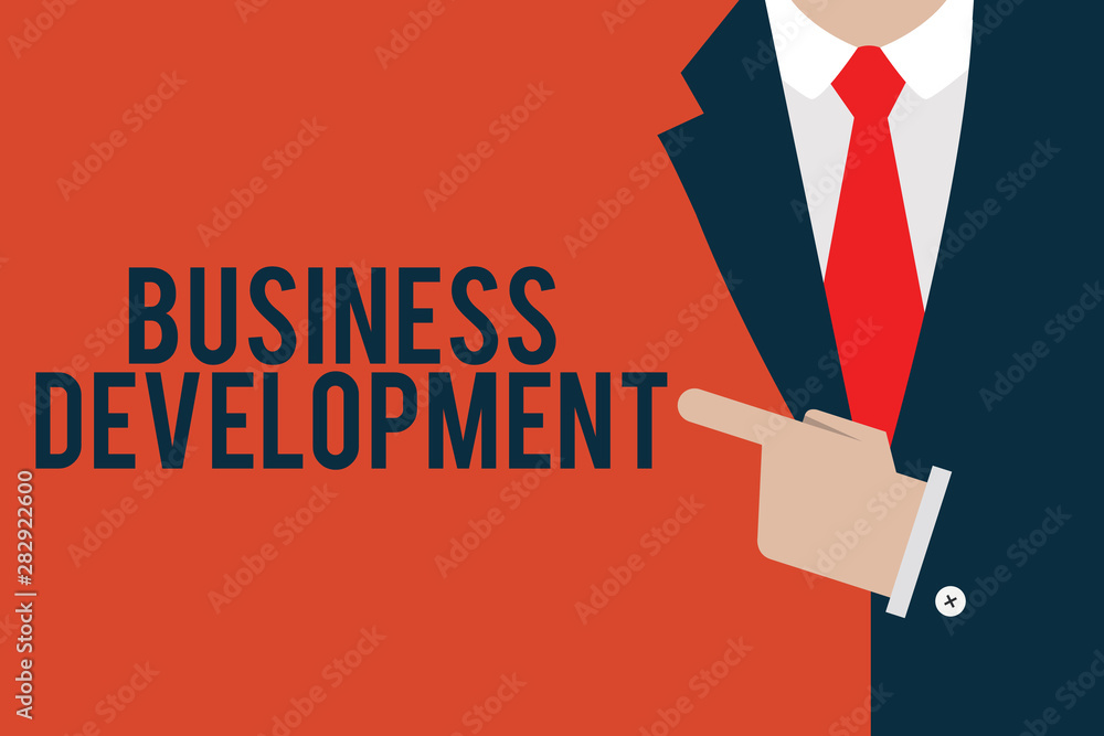 Poster word writing text business development. business concept for implement growth value within and betwe