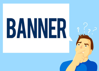 Conceptual hand writing showing Banner. Business photo text long strip cloth bearing slogan or design carried in public place.