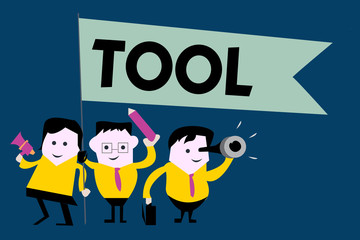 Writing note showing Tool. Business photo showcasing A thing used in an occupation Device that carries out function.