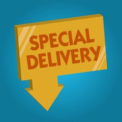 Word writing text Special Delivery. Business concept for getting products or service directly to your home any place.