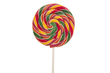 Round colorful lollipop on a white background