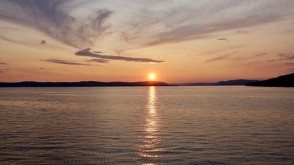 Sunset at Boden Lake, Bodensee in South Germany