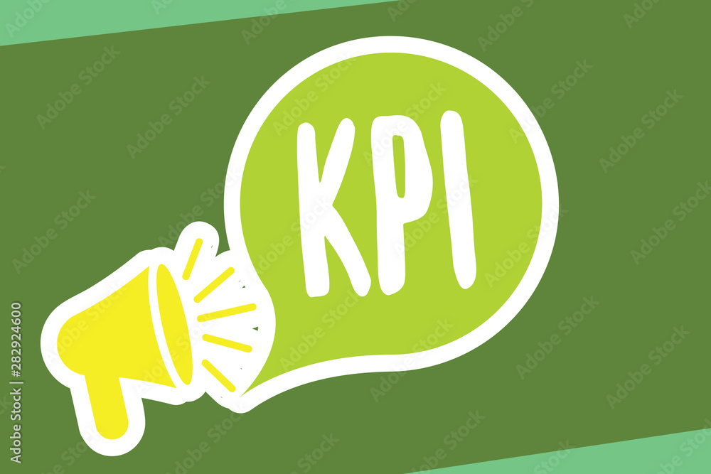 Poster writing note showing kpi. business photo showcasing evaluate the success of an organization in a par
