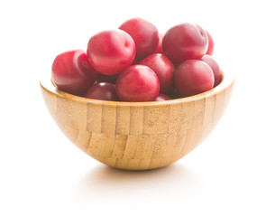The red cherry plums fruit.
