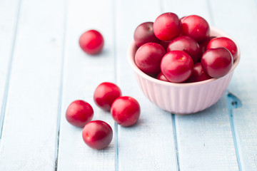 The red cherry plums fruit.
