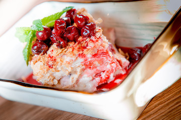 cake napoleon with cherry