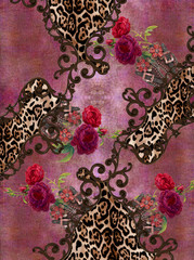 geometric baroque flowers texture 