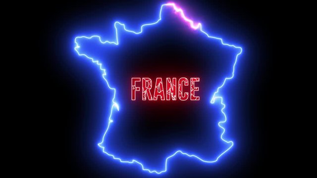 France map with neon light. Creative outline of French country