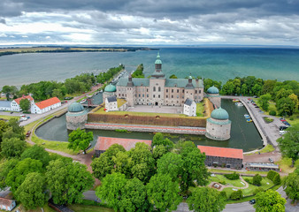 Vadstena castle - summer aerial view