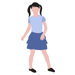  flat style, no face, little girl