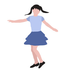 isolated, flat style, no face, little girl playing