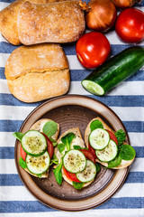Tasty sandwiches with vegetables