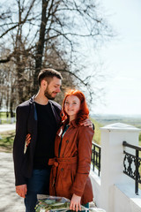 Romantic couple on   date on   spring afternoon.