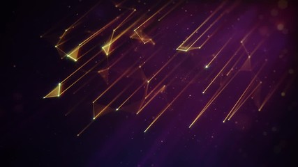 Tilted Golden Plexus Network Lines on Dark Background. Seamlessly looping animated backdrop.