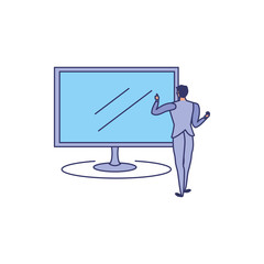 business man elegant with desktop computer