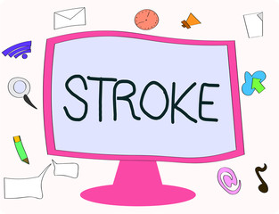 Writing note showing Stroke. Business photo showcasing act of hitting or striking someone or something blow mark made.