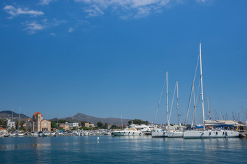 Fototapeta na wymiar Panoramic view of Aegina town in Aegina island, Saronic gulf, Greece.