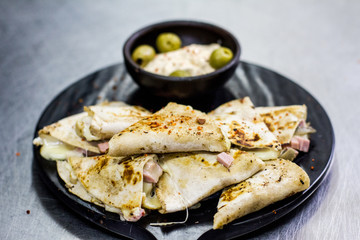 Ham and cheese tortillas