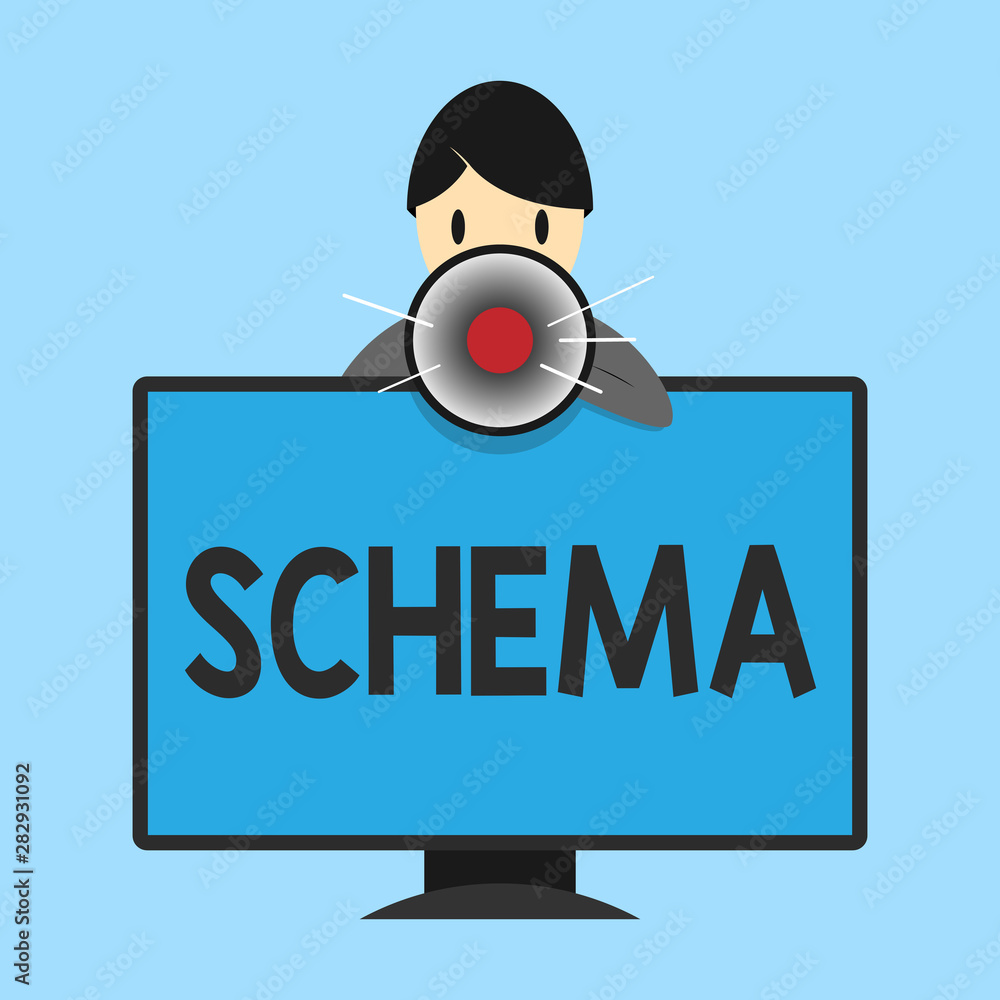 Poster word writing text schema. business concept for representation of plan or theory in form of outline o