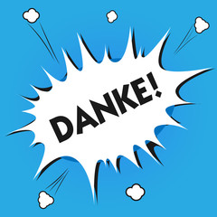 Writing note showing Danke. Business photo showcasing used as informal way of saying thank you in German language Thanking.