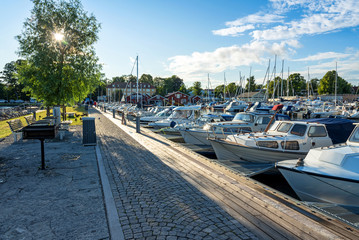 Hjo harbor in summer scenery