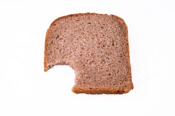 bitten bread slice - sliced bread slices isolated on a white background