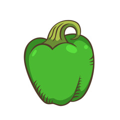 Green pepper cartoon isolated. Sweet pepper. Vector pepper.