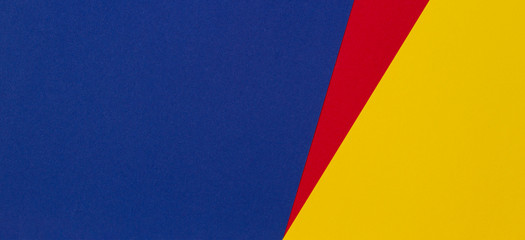 Abstract blue, red and yellow color paper geometry composition banner background - Powered by Adobe