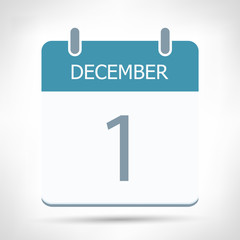 December 1 - Calendar Icon - Calendar flat design template
