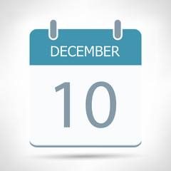 December 10 - Calendar Icon - Calendar flat design template