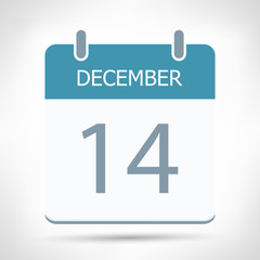 December 14 - Calendar Icon - Calendar flat design template