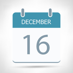 December 16 - Calendar Icon - Calendar flat design template