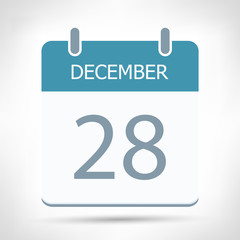 December 28 - Calendar Icon - Calendar flat design template