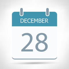 December 28 - Calendar Icon - Calendar flat design template