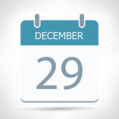 December 29 - Calendar Icon - Calendar flat design template