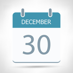 December 30 - Calendar Icon - Calendar flat design template