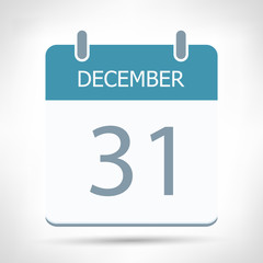December 31 - Calendar Icon - Calendar flat design template