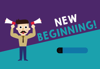 Writing note showing New Beginning. Business photo showcasing Different Career or endeavor Starting again Startup Renew.