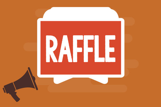 Conceptual hand writing showing Raffle. Business photo text means of raising money by selling numbered tickets offer as prize.
