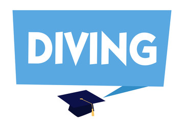 Text sign showing Diving. Conceptual photo sport or activity of swimming into water using oxygen and suit.