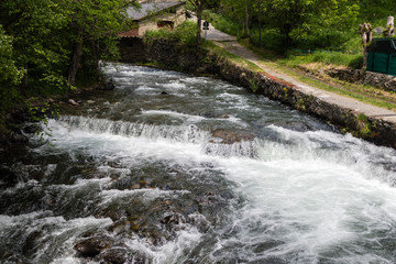 Waterfall on the river Valira d'Orient in Andorra.